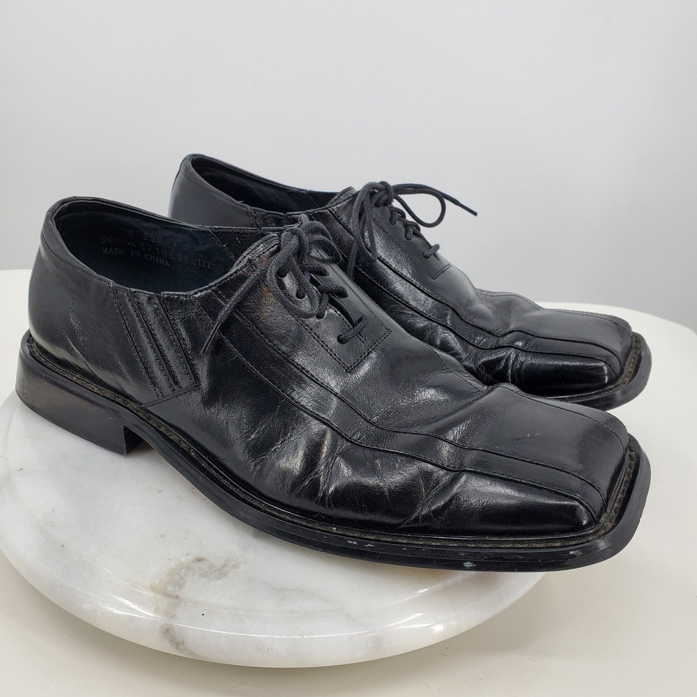 Giorgio V Mens Y2K Black Leather Square Toe Oxford Dress Shoes Size 10 Academia